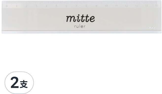 sun-star mitte透明直尺 15cm, 膚色, 2支