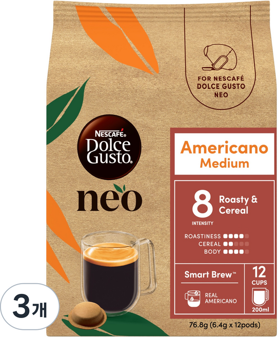 NESCAFE 雀巢咖啡 Dolce Gusto 多趣酷思 新美式咖啡 中度烘焙, 200ml, 3個, 12入