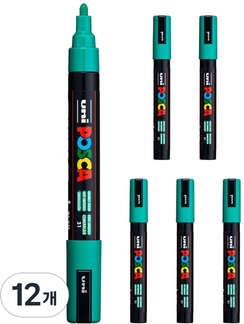 POSCA 粗字用 PC-5M 翡翠綠, 1色, 12個