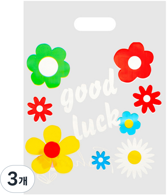 Inp 半透明HD手提環袋 Good Luck Flower 小 20 x 26 cm, 混合色, 3個