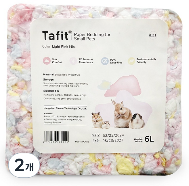 Tafit 它適 小動物 雲朵紙墊料 淺粉色混合, 2個, 6L