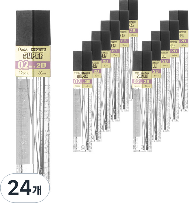Pentel 飛龍文具 自動鉛筆芯 2B C502-2B, 0.2mm, 24個