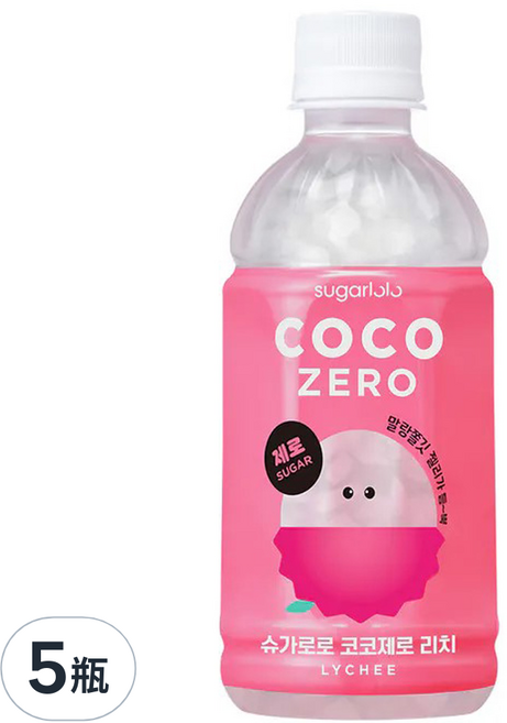 sugarlolo 椰果飲料 荔枝風味, 5瓶, 340ml