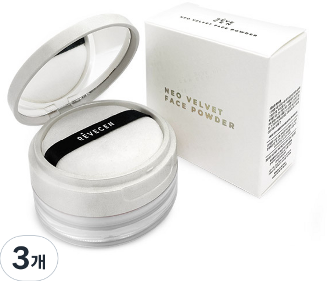 REVECEN Neo絲絨防水定妝蜜粉 15g, 000 White, 3盒