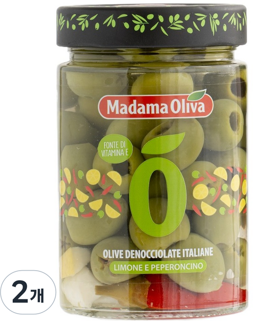 MADAMA OLIVA 去核綠橄欖 辣椒 & 檸檬片, 2個, 300g