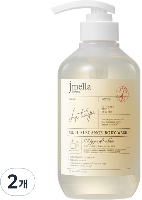 jmella 法國優雅鬱金香香氛沐浴乳, 2個, 500ml