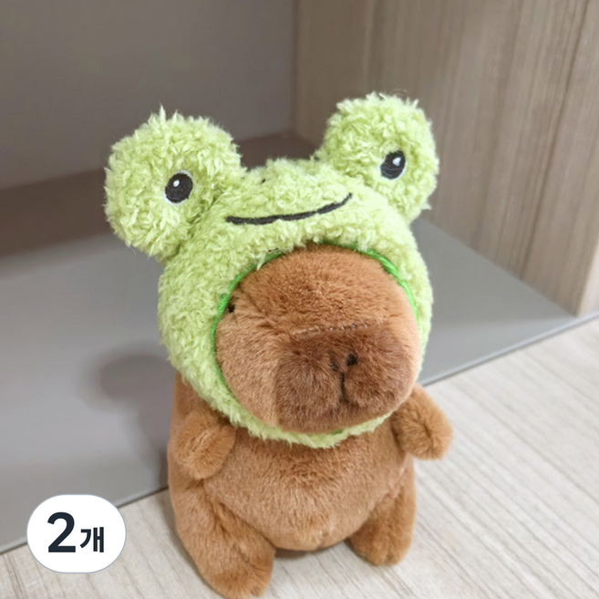 I'CLE 造型水豚絨毛娃娃鑰匙圈, 10 青蛙帽, 12cm, 2個
