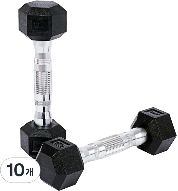 ALEAF 無味PEV六角啞鈴, 1kg, 10個