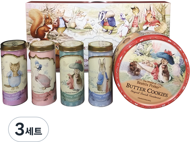 PETER RABBIT 比得兔 餅乾威化餅 餅乾禮盒, 454g丹麥黃油曲奇+100g豪華威化卷, 3套