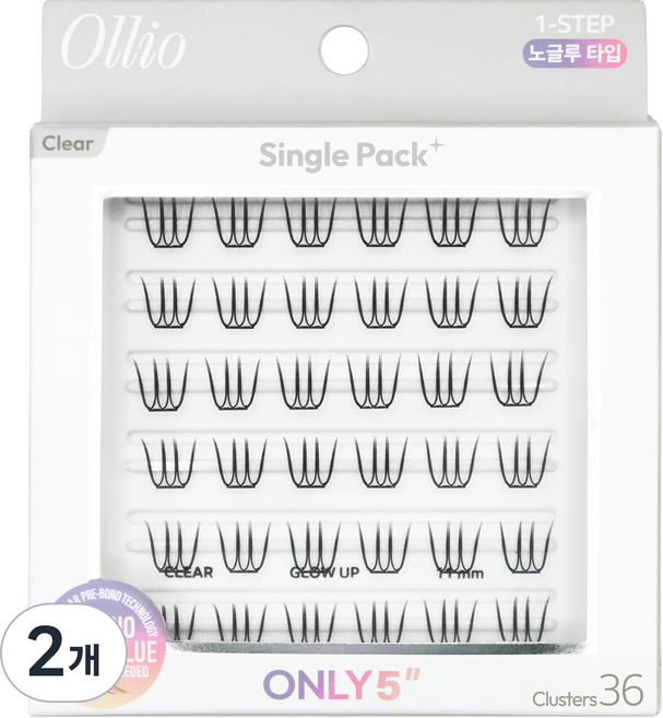 Ollio 免膠假睫毛單入組 PLUS 透明 Wide 9mm, 2個, 黑色無香
