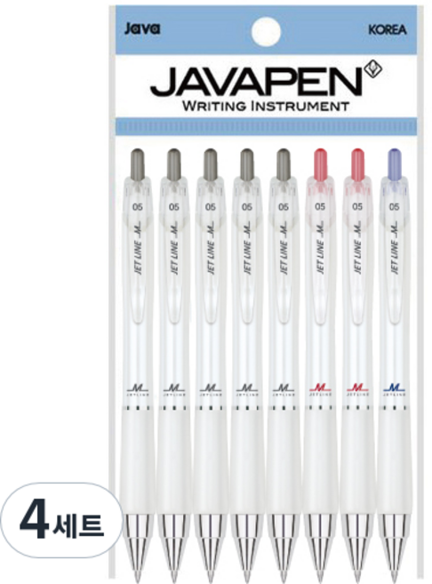 JAVAPEN Jetline M 低重心原子筆 0.5mm 黑色 5入 + 藍色 2入 + 紅色組合, 混合色, 4套