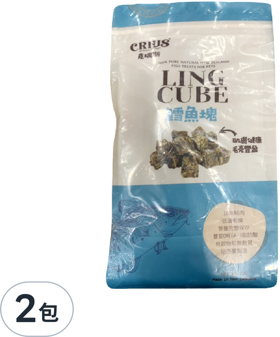CRIUS 克瑞斯 惜時 天然紐西蘭點心, 鱈魚塊, 70g, 2包