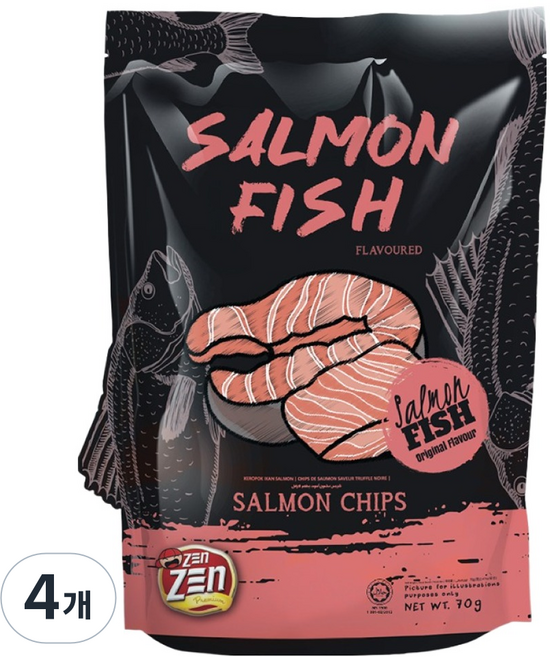 ZEn ZEn 吉珍 鮭魚片 原味, 4個, 70g