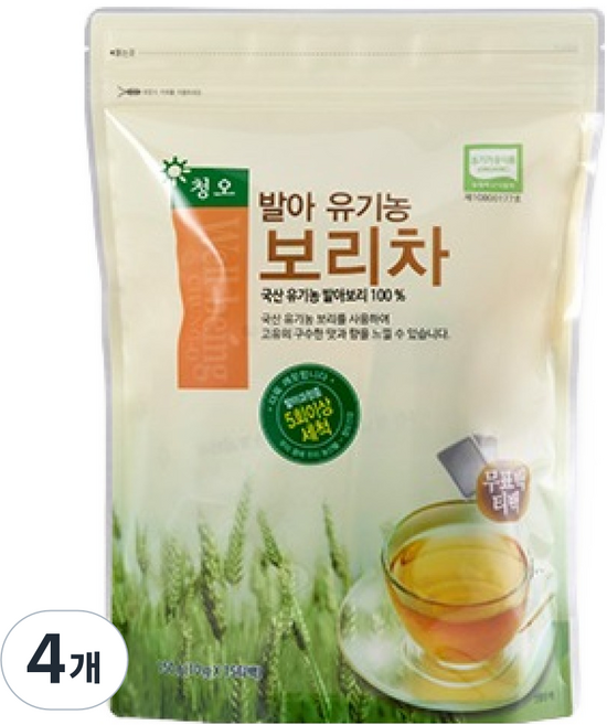 CHUNG-O 發芽有機大麥茶 茶包, 150g, 15入, 4個, 10g