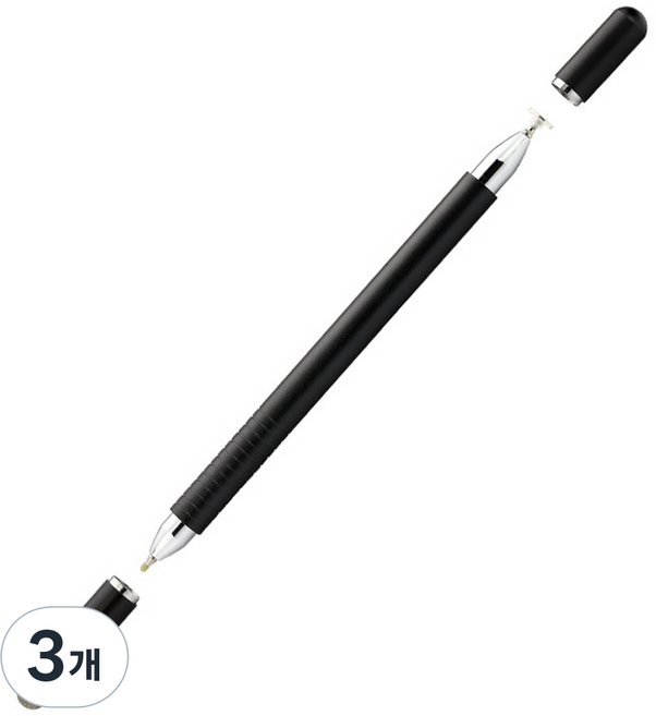 J&N 超細雙頭高級觸控筆, 3個, 黑色