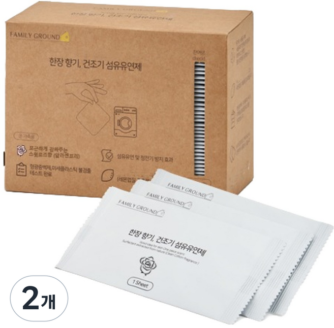 FAMILY GROUND 烘衣機用纖維柔軟紙 甜玫瑰香, 2個, 40張