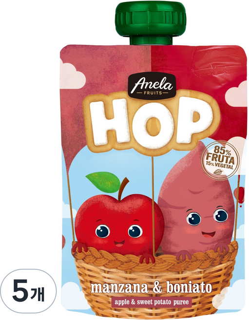 Anela HOP 法式果泥, 100g, 5個, 綜合口味(蘋果/地瓜)