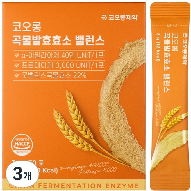 KOLON PHARMA 穀物發酵酵素平衡 30入, 3個, 90g