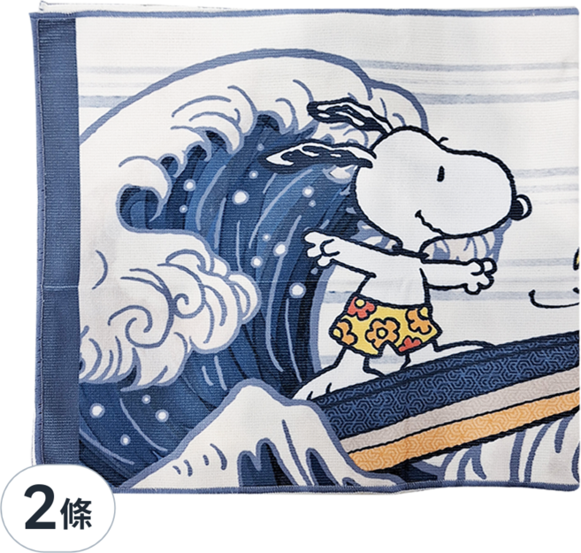 PEANUTS 史努比 大師鉅作毛巾 聚脂纖維 + 尼龍 75 x 33cm, 神奈川沖浪裏, 2條