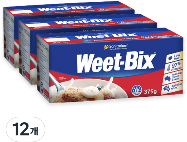 Weet-Bix 原味穀片, 12盒, 375g