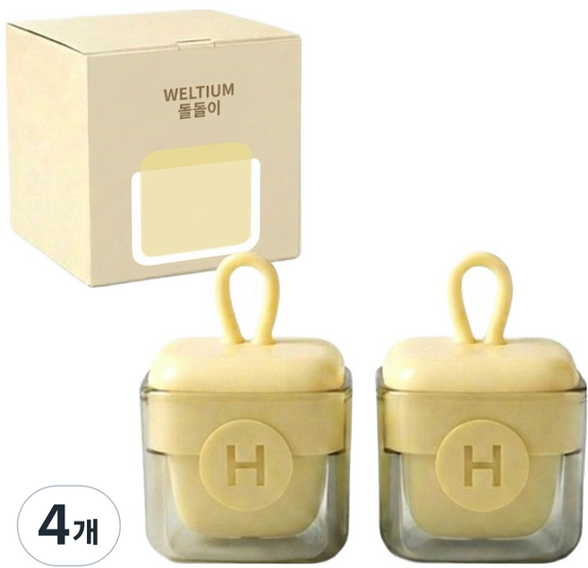 攜帶式迷你黏毛滾輪, 4個, 奶油色