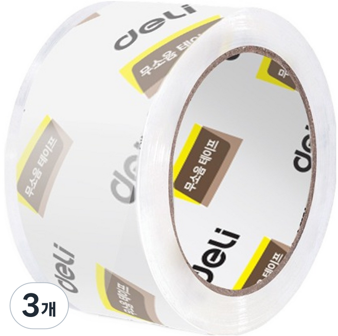 deLi 得力 靜音封箱膠帶 48mm x 40m, 3個, 透明