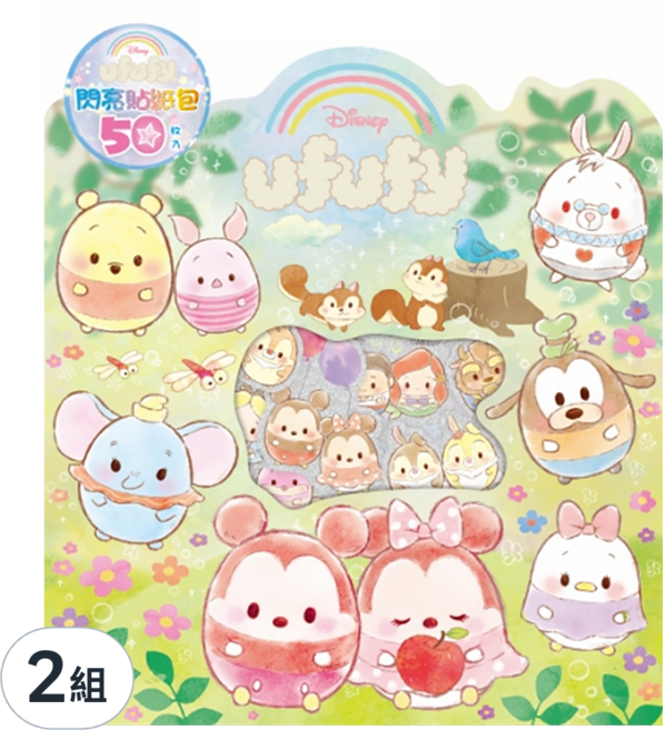 Disney 迪士尼 閃亮貼紙包 2入, ufufy 多色, 2組
