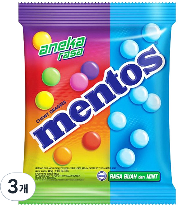 mentos 曼陀珠 8種口味水果和薄荷糖, 405g, 3個
