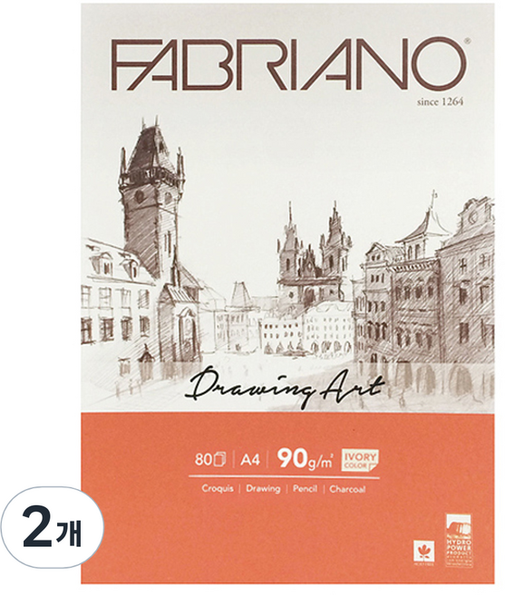 FABRIANO Boutique Drawing Art 素描本 ST02 上方裝訂 90g 米白色 80張, A4, 2個