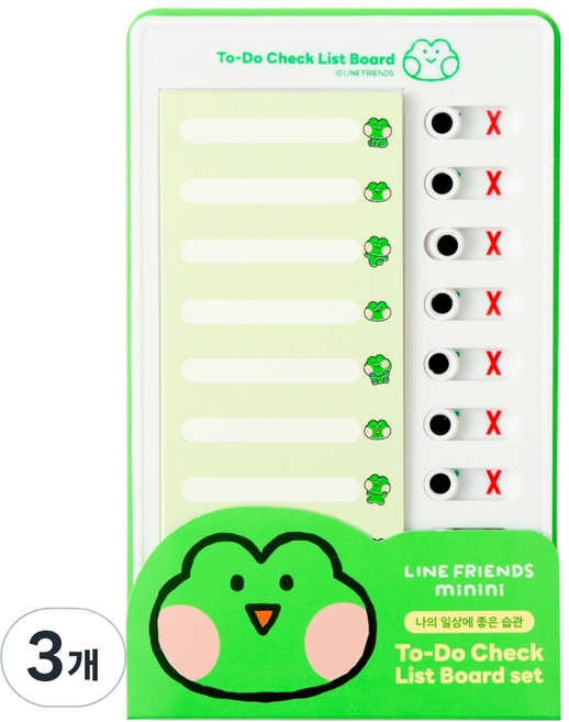 STUDIO EIGHT LINE FRIENDS minini lenini 待辦事項清單板, 3個, 混合色, 10張