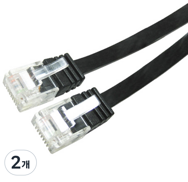 LAN Star Lineup System Giga網路線 扁平 UTP CAT.6 扁平網路線, 黑色, 2個