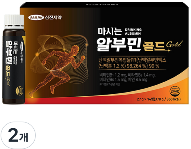 Samjin Pharm 飲用白蛋白黃金 14入, 2個, 378g
