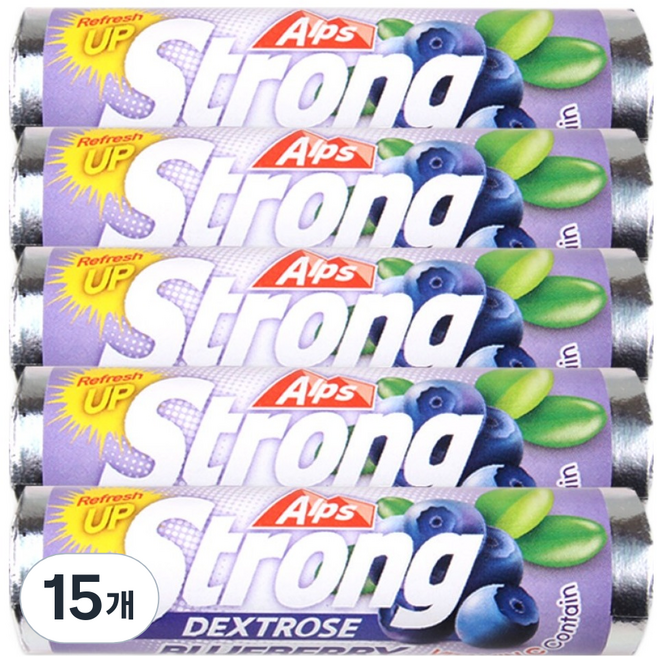 Alps Strong 葡萄糖糖果 藍莓口味, 15條, 21g