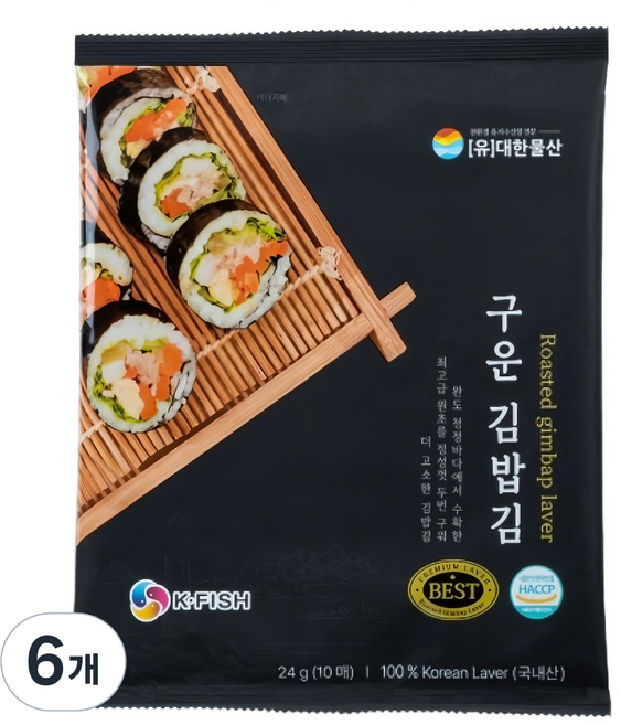 大韓物產 烤飯捲用海苔 10p, 6個, 24g