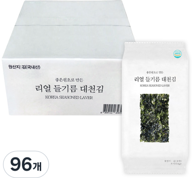 紫蘇油炭烤大川海苔, 4g, 96包