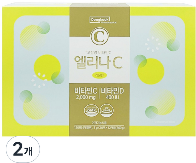 Dongkook 東國製藥 Elina C 高含量維他命C 2000mg 維他命D 400IU 120包, 360g, 2個