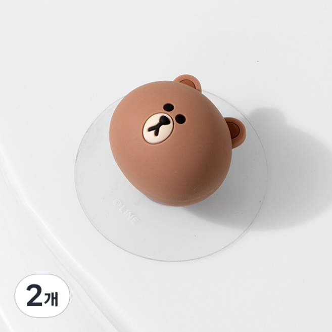 LINE FRIENDS 節省空間公仔門擋兼用多功能掛鉤 KP013, 2個, 棕色