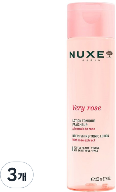 NUXE 巴黎歐樹 莓果玫瑰清爽化妝水, 3個, 200ml