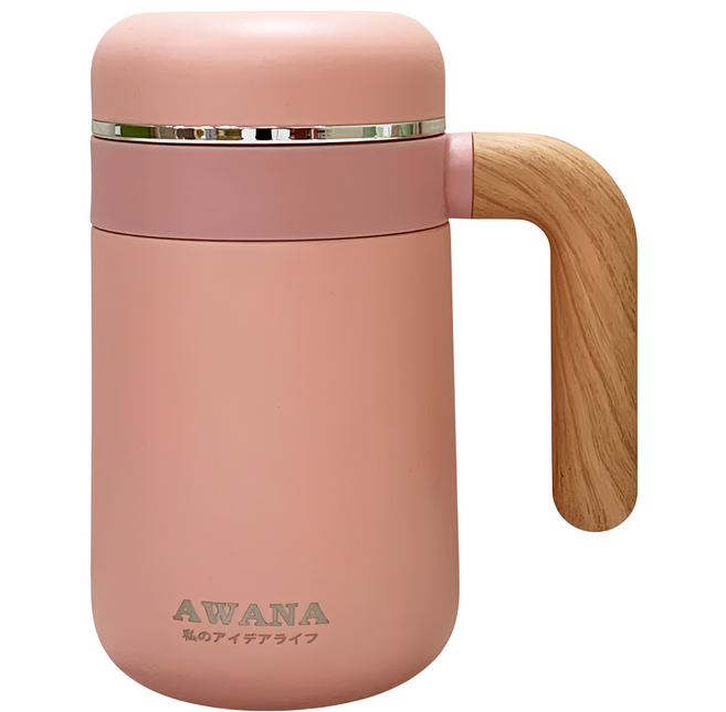 AWANA 木紋森語保溫杯 MF-500, 1個, 粉紅色, 500ml