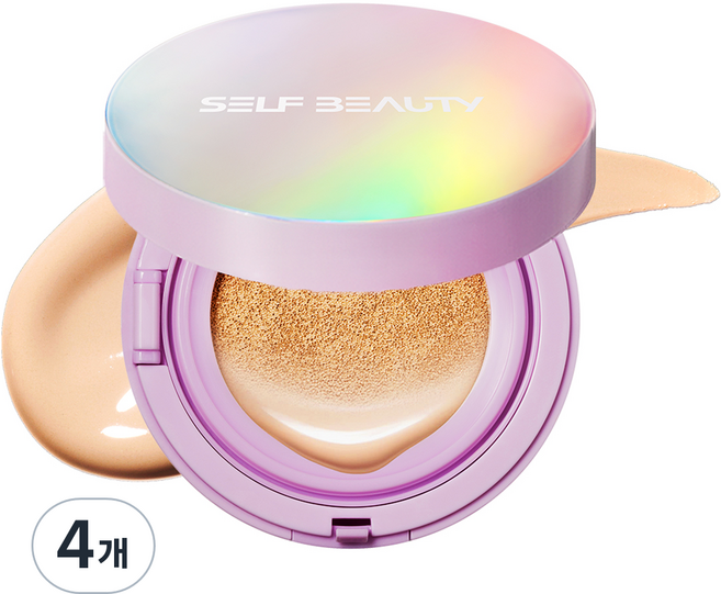 SELF BEAUTY 獨角獸極光亮澤氣墊粉餅 SPF50+ PA+++, 21 Pure Ivory, 4個