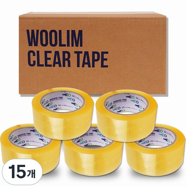 Woolim OPP 透明封箱膠帶 寬48mm x 長100m CLK5, 15個