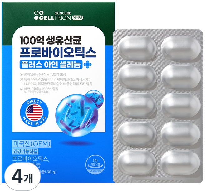 INNERLAB 100億活性益生菌&鋅硒複合膠囊 30g, 60顆, 4盒