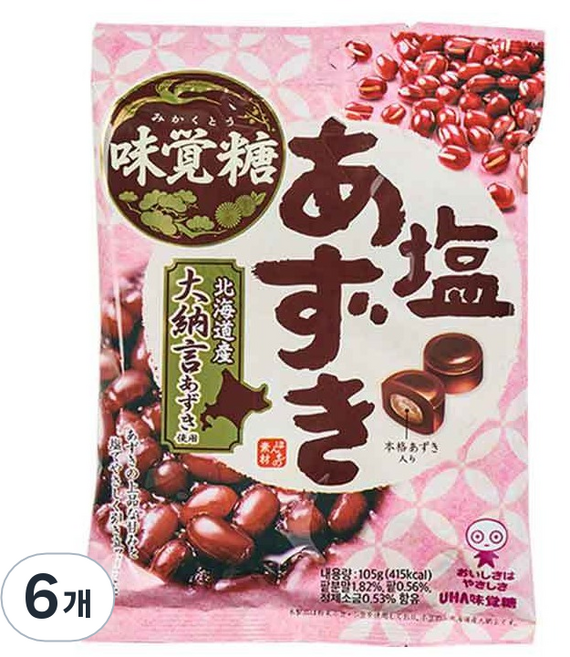 UHA 味覺糖 塩味豆沙糖, 105g, 6個