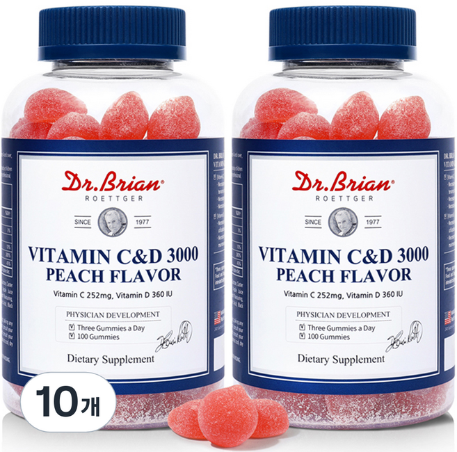 Dr.Brian ROETTGER 維生素C&D軟糖 水蜜桃風味, 100顆, 10罐