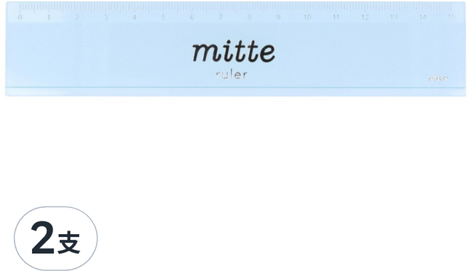 sun-star mitte透明直尺 15cm, 藍色, 2支