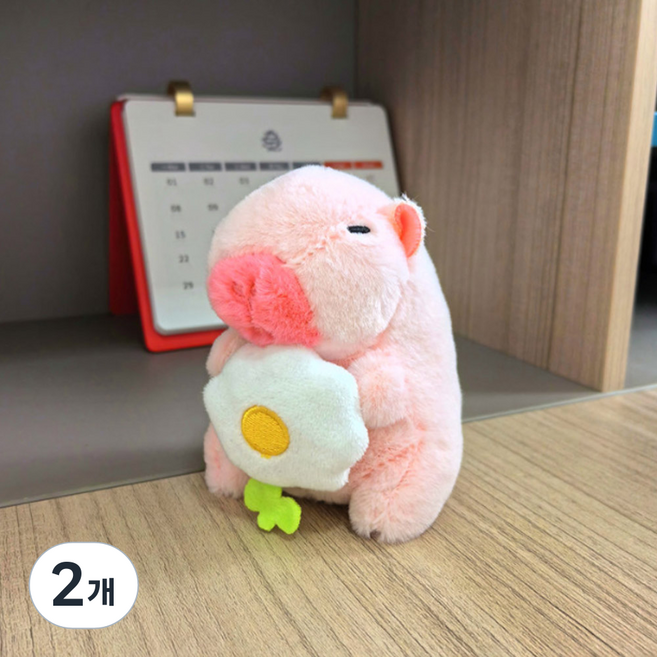 I'CLE 造型水豚絨毛娃娃鑰匙圈, 09 荷包蛋花, 12cm, 2個