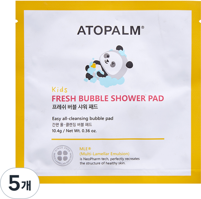 ATOPALM 愛多康 孩童清新泡泡沐浴棉片, 5個, 10.4g