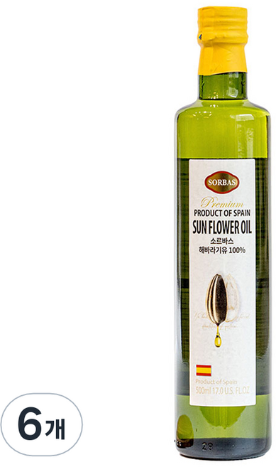索爾巴斯葵花油, 6個, 500ml