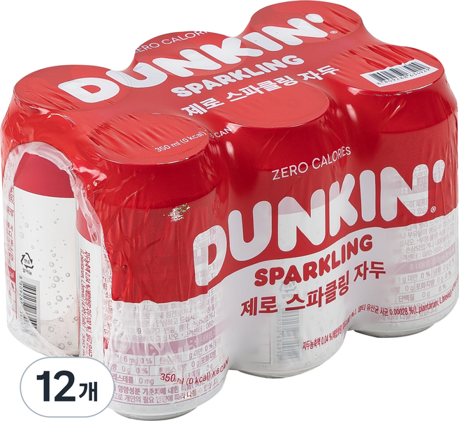 DUNKIN' 零卡氣泡李子, 350ml, 12個