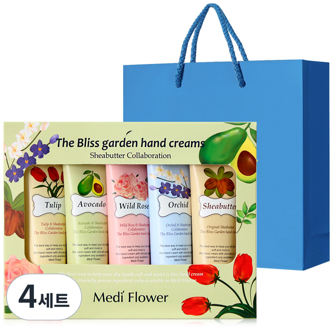 MediFlower The Bliss Garden 護手霜5件組 + 購物袋, 250g, 4個